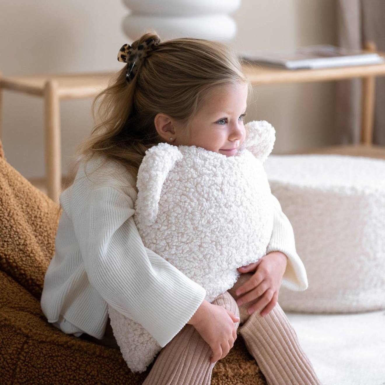 Coussin Enfant Ourson Bouclette Bear Cream White