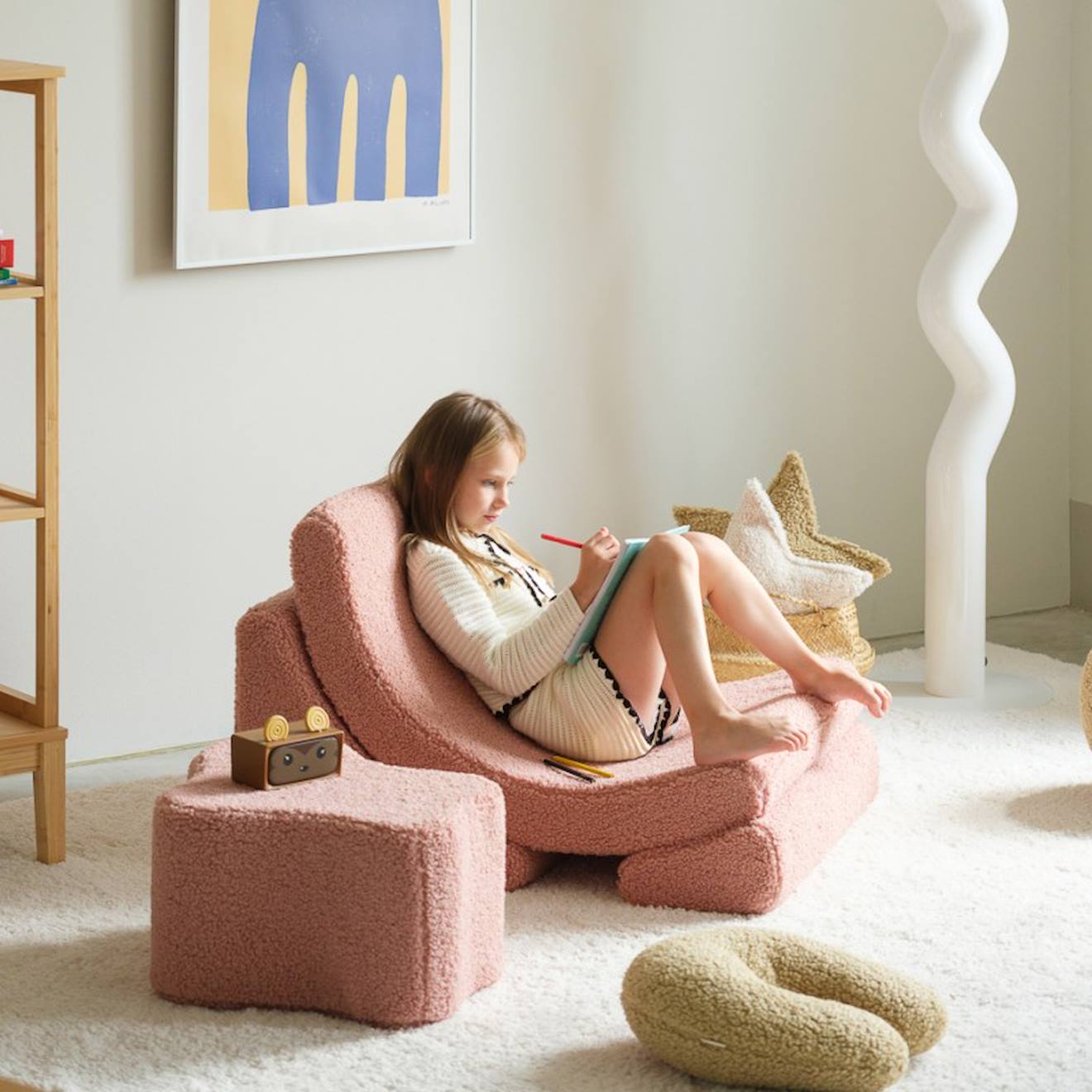 Wigiwama - Pouf Enfant Petit Nuage Bouclette Claudy Guava Pink