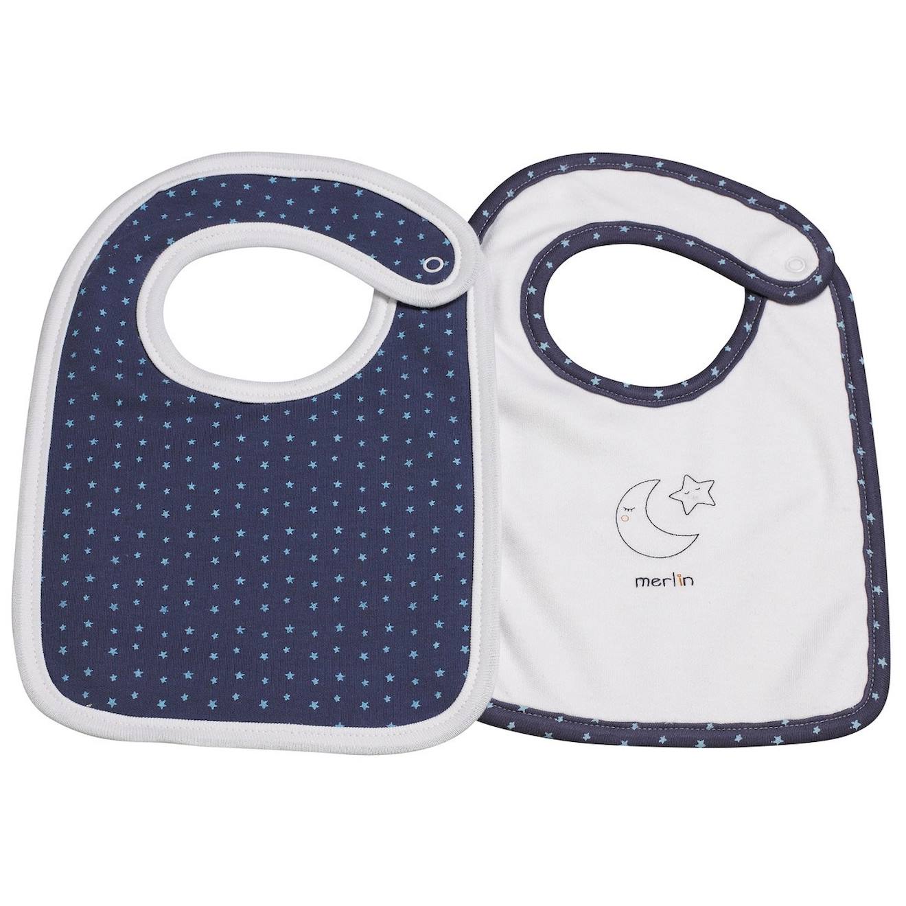 Bavoirs Lot De 2 En Coton Bleu