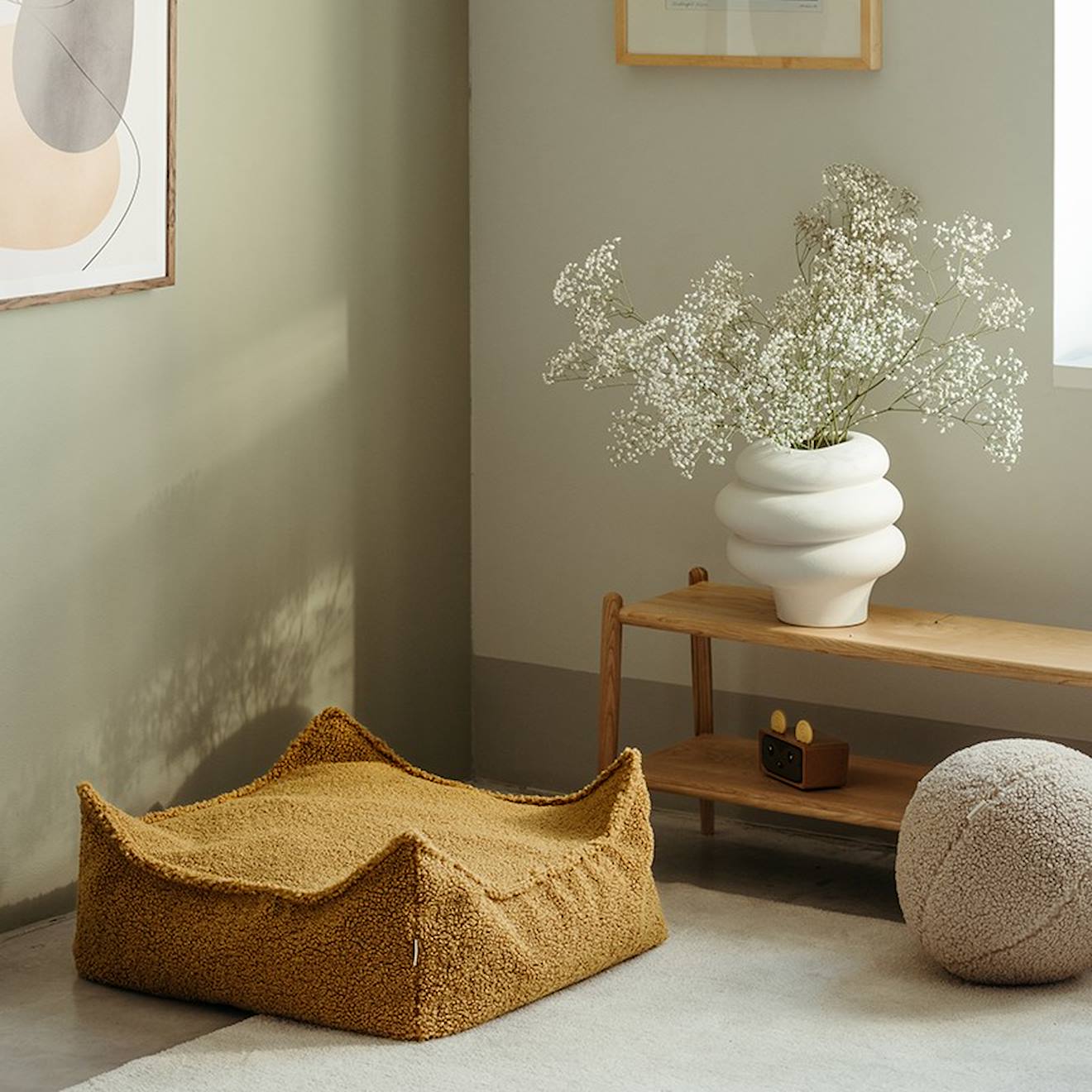Wigiwama - Pouf Enfant Carré Bouclette Bouclyn Maple