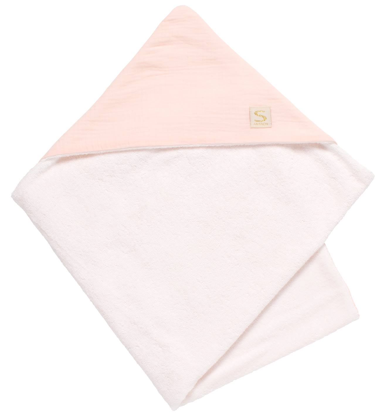 Sortie De Bain En Double Gaze De Coton Et Éponge Rose