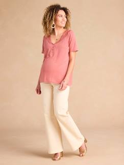 Vêtements de grossesse-Tee-shirt grossesse devant/dos encolure macramé