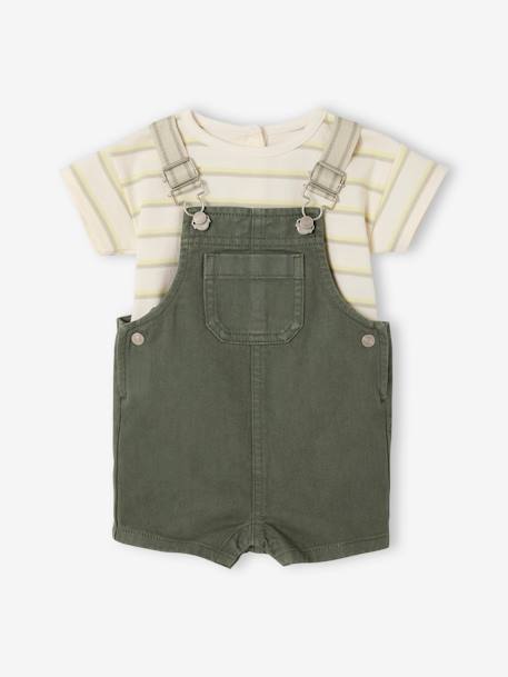 Bébé-Salopette, combinaison-Ensemble t-shirt rayé et salopette bébé