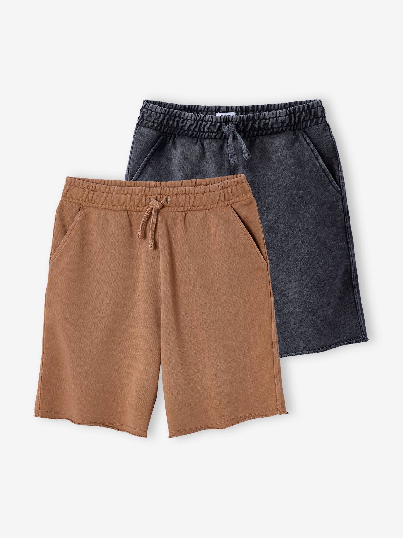 Lot de 2 bermudas effet délavé noix de pécan