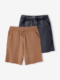 Lot de 2 bermudas effet délavé  - vertbaudet enfant