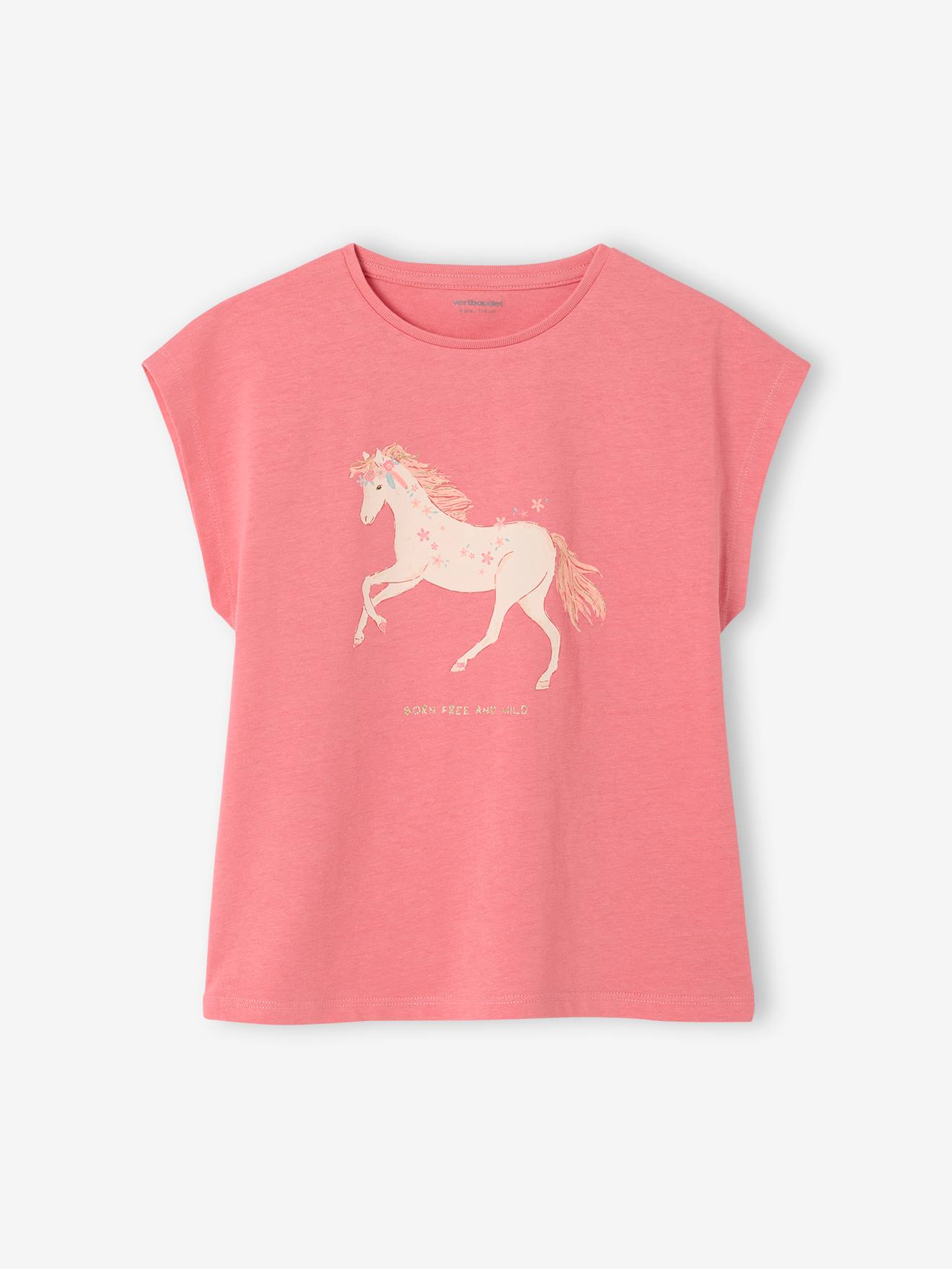 Tee-shirt motif animalier fille fraise