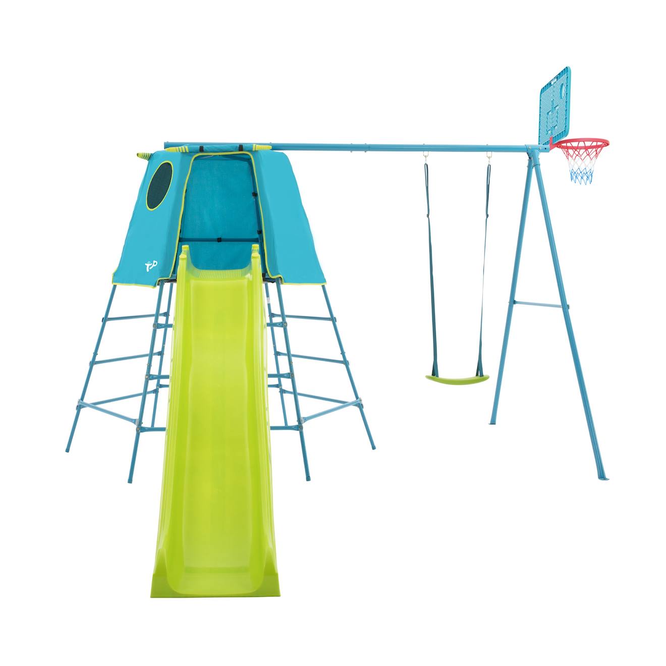 TP Toys - Aire De Jeux Évolutive Panier De Basket Explorer Tour Métal H246cm Bleu - Vert