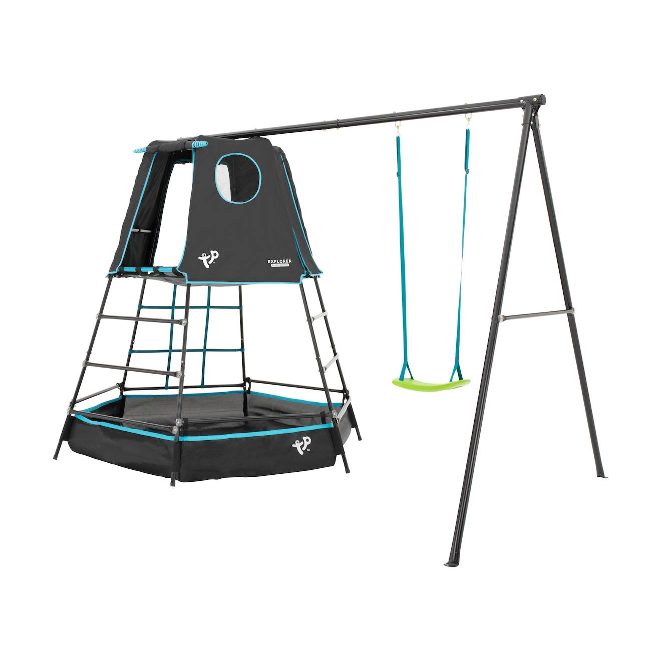 Aire De Jeux Évolutive Portique Explorer Tour Métal H201cm Bleu - Noir