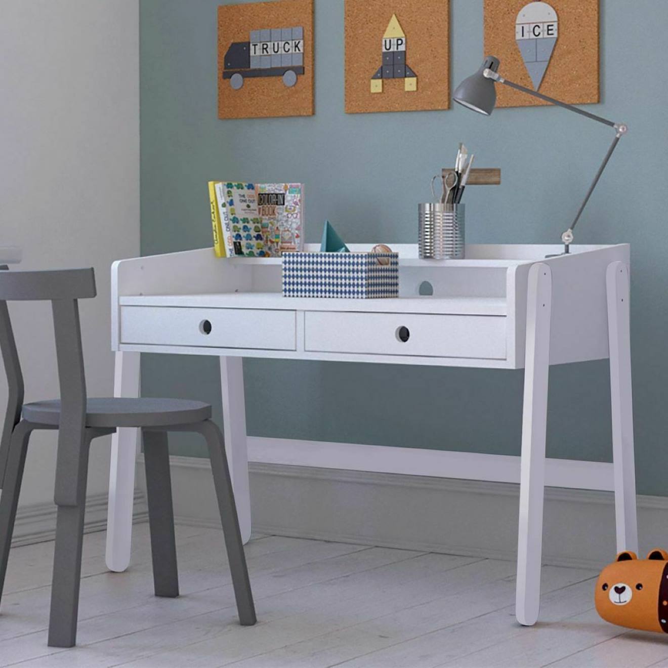 Bureau Évolutif Bois Massif Marty Blanc