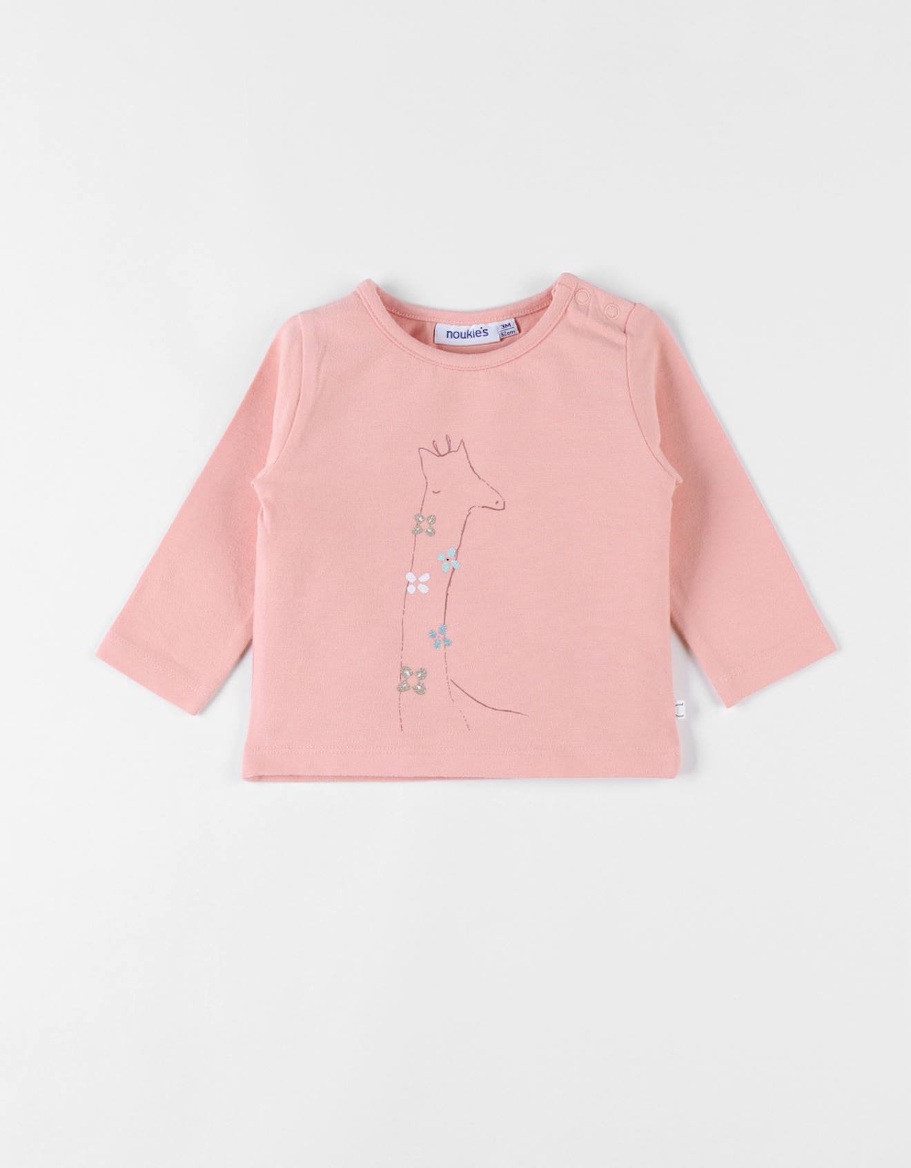 Noukies - T-shirt Girafe Rose