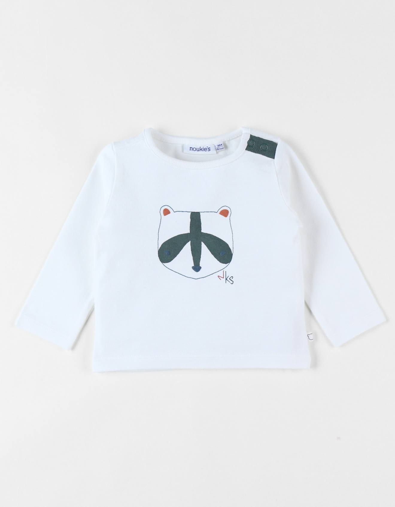 Noukies - T-shirt Raton Laveur Écu Blanc