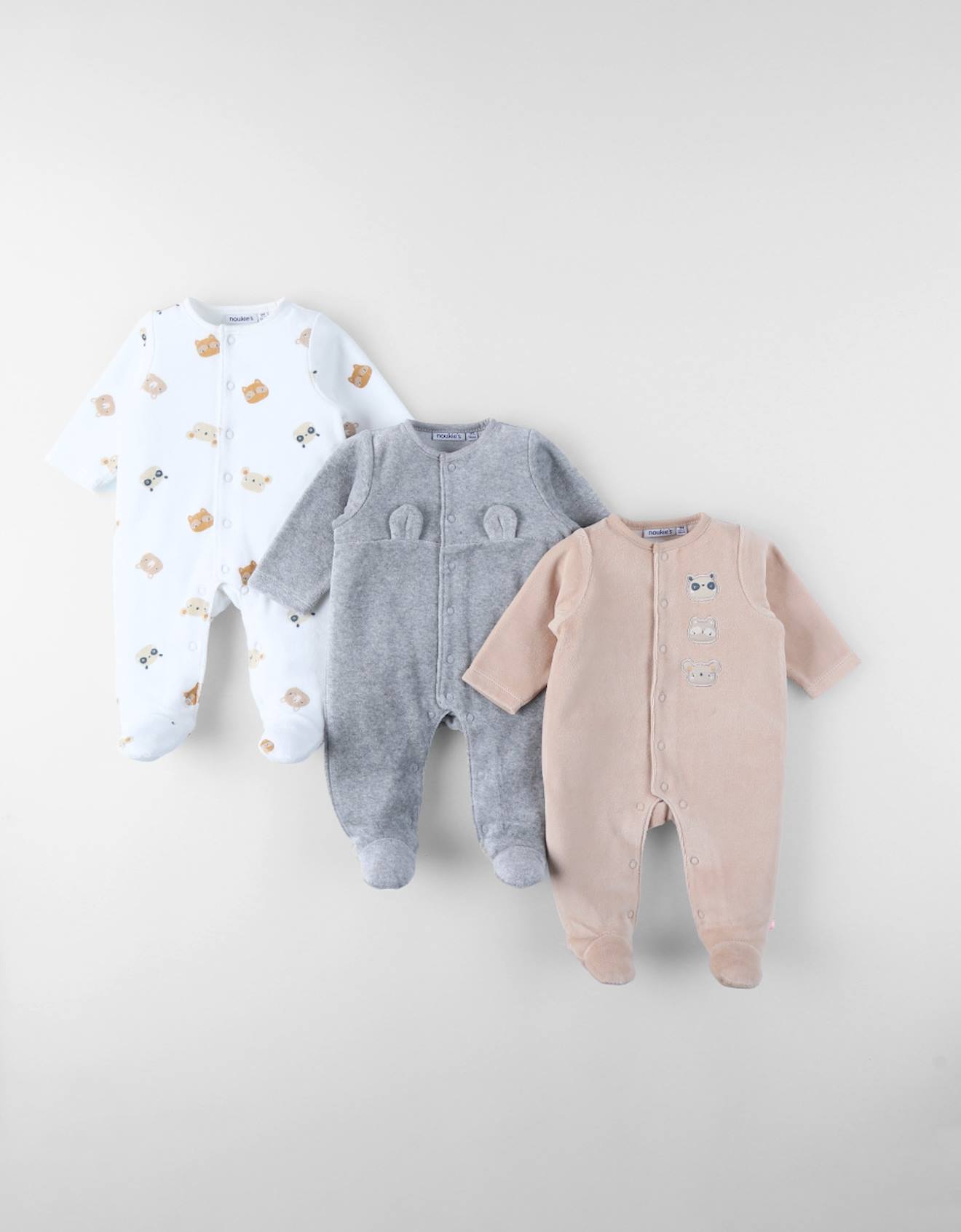 Lot De 3 Dors-bien En Velours Ecru