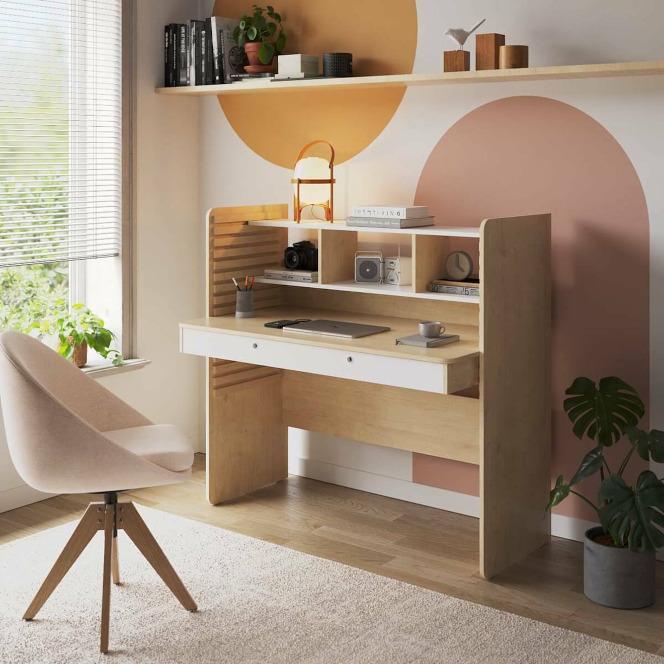 Bureau Évolutif Avec Rangement Lewis Bois Et Blanc
