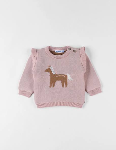 Pull en tricot cheval Rose 1 - vertbaudet enfant 