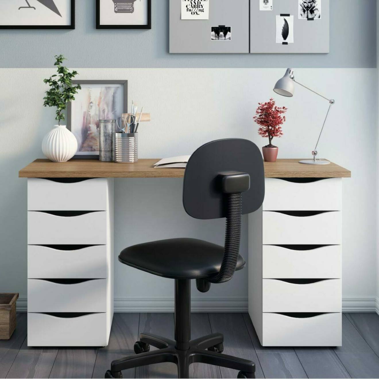 Bureau Avec Rangement Sirius Blanc