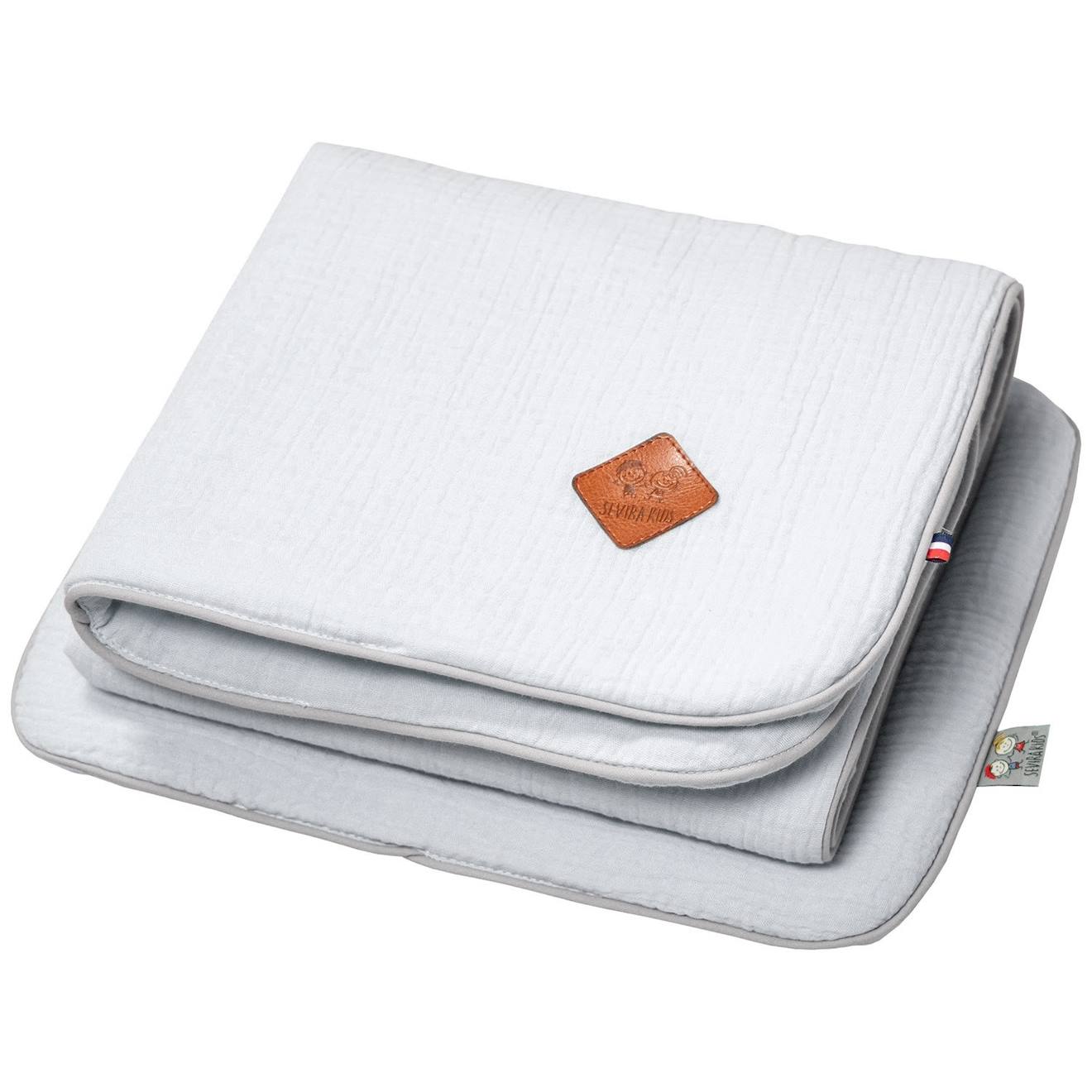 Ensemble Couverture Et Coussin En Gaze De Coton Pour Berceau Et Couffin Jeanne Gris Clair