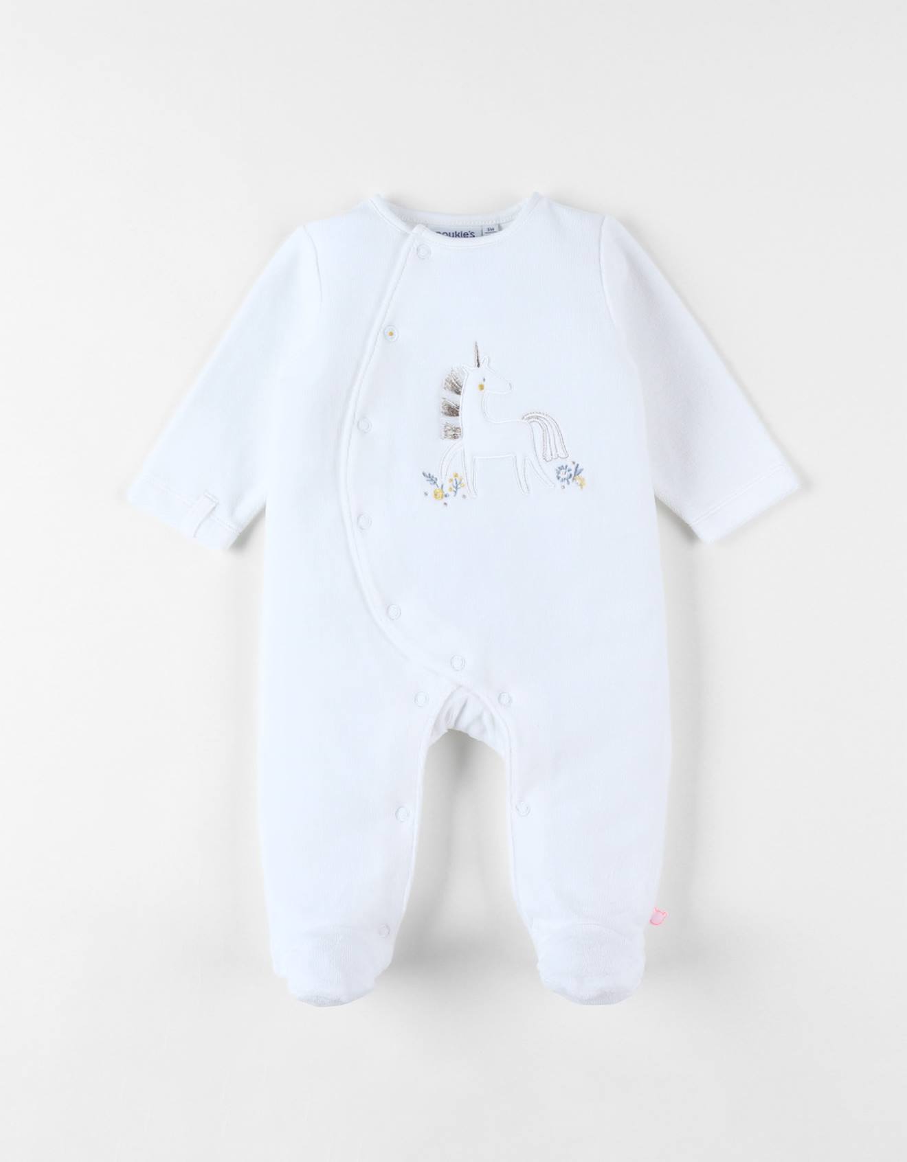 Pyjama 1 Pièce Licorne En Velours Blanc