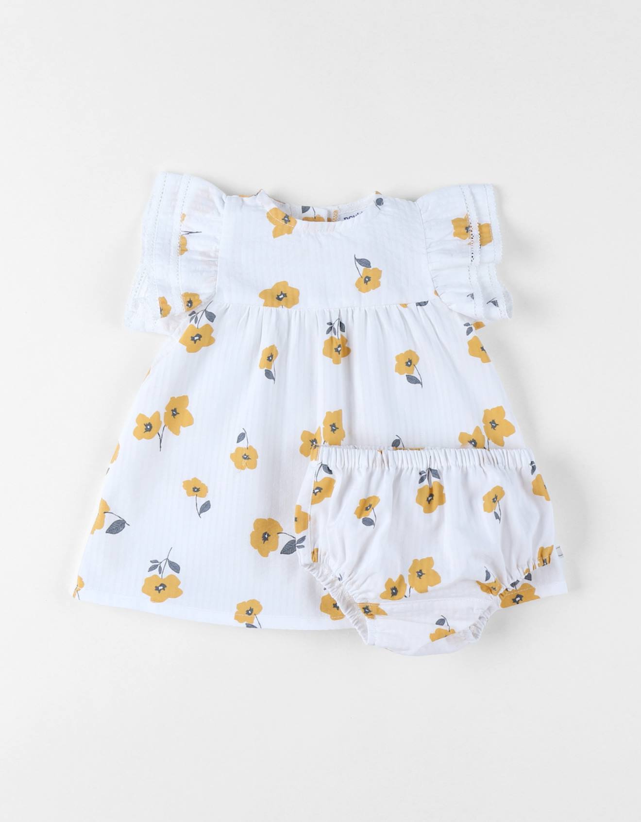 Robe Avec Bloomer Crépon De Coton Blanc