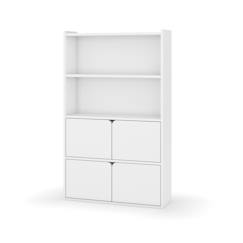 Chambre et rangement-Bibliothèque étagère 4 portes bois massif sidney