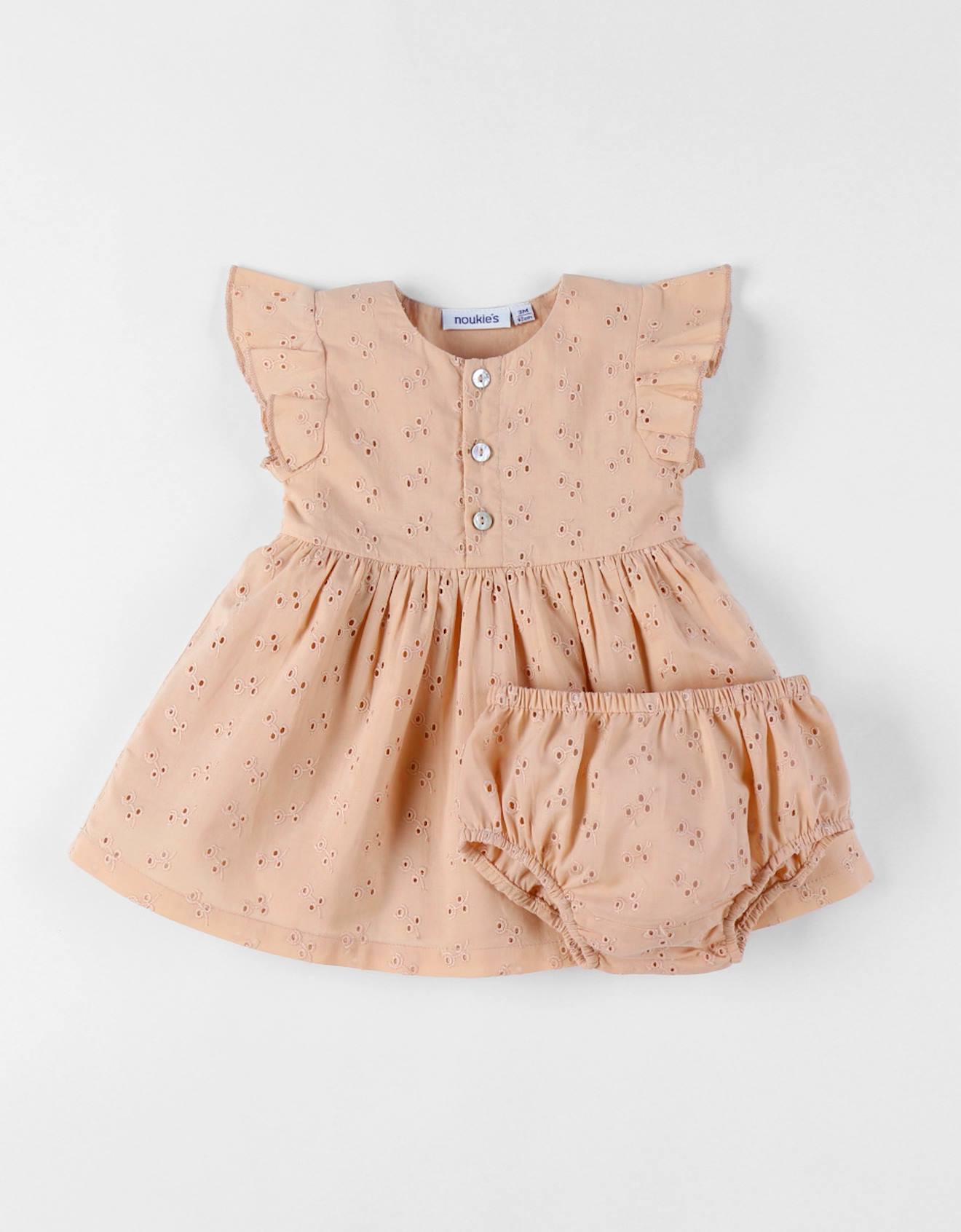 Noukies - Robe Avec Bloomer Broderie Anglaise Beige