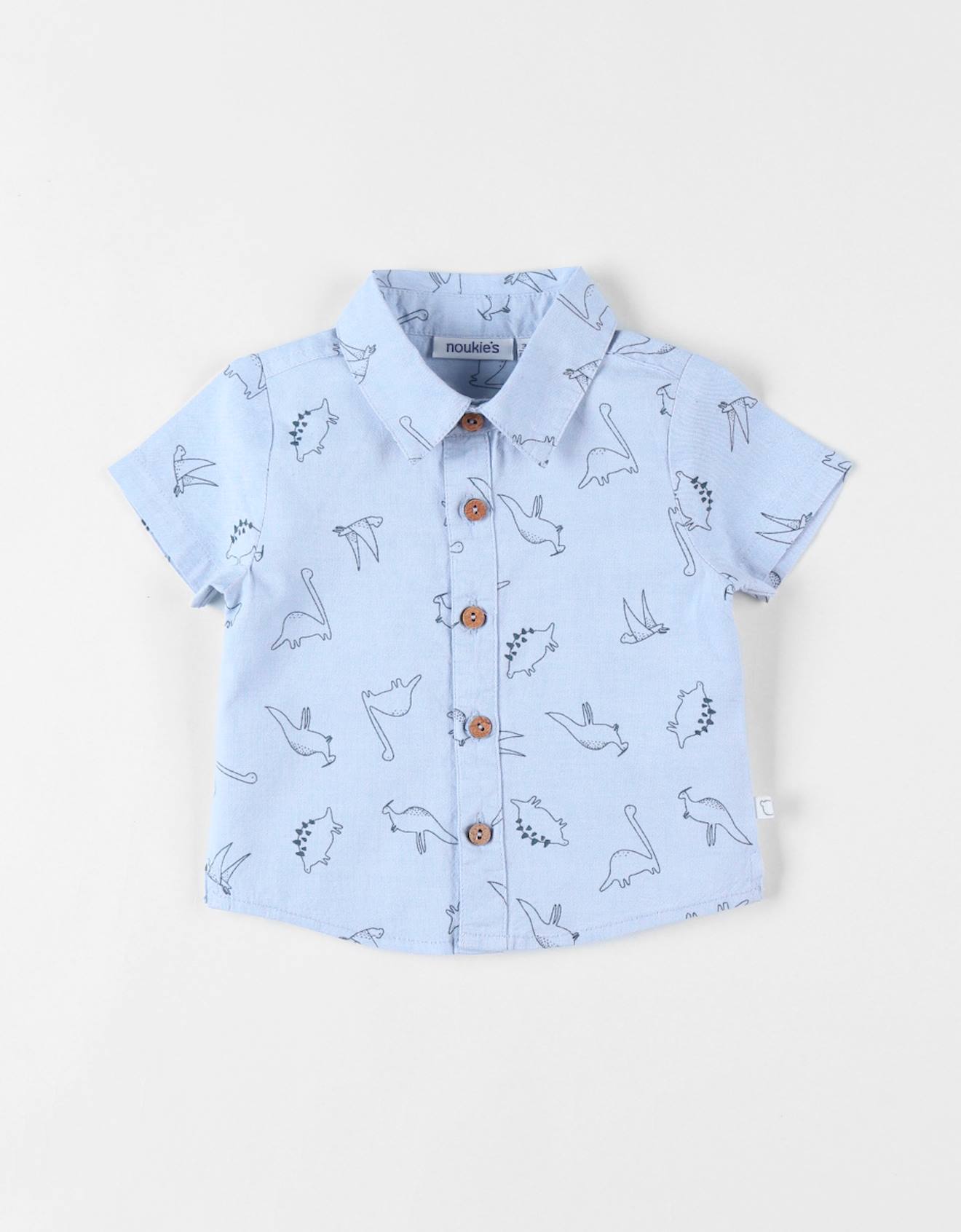 Chemise Chambray Dinos À Manches Courtes Bleu