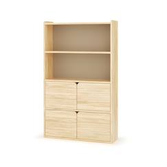Chambre et rangement-Bibliothèque étagère 4 portes bois massif sidney