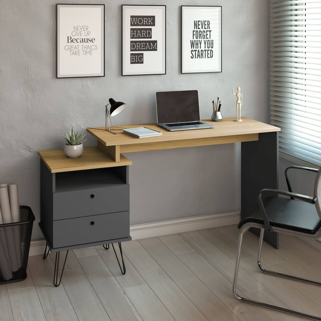 Bureau Modulable Flex Gris
