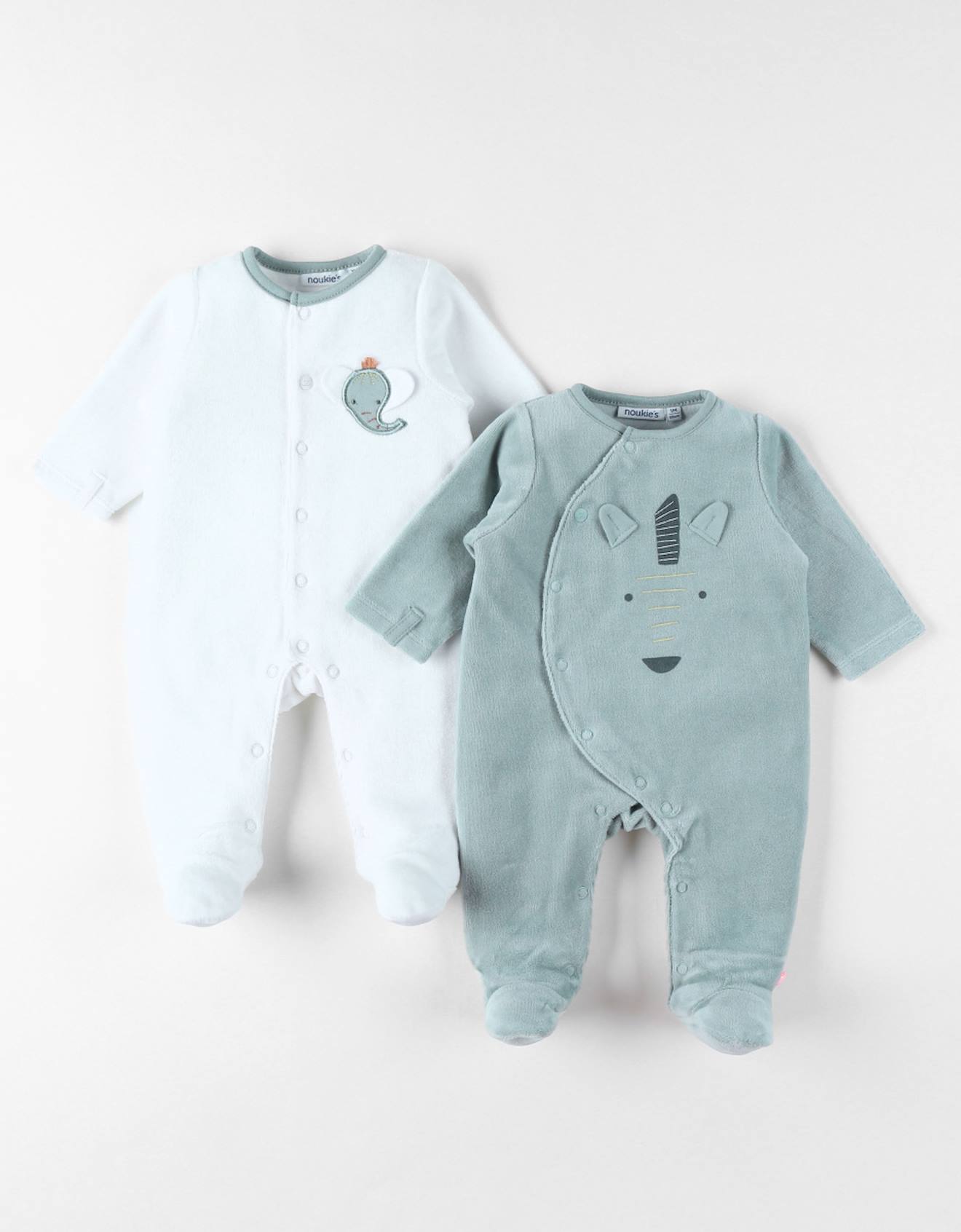 Lot De 2 Pyjamas Bébé Velours Blanc