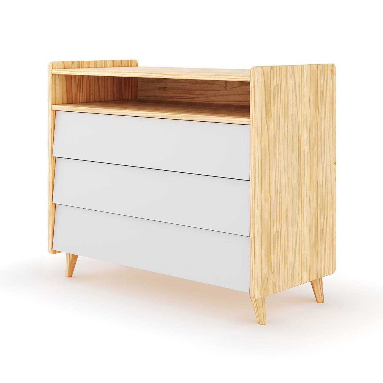 Commode 3 Tiroirs Bois Massif Peter Bois Et Blanc