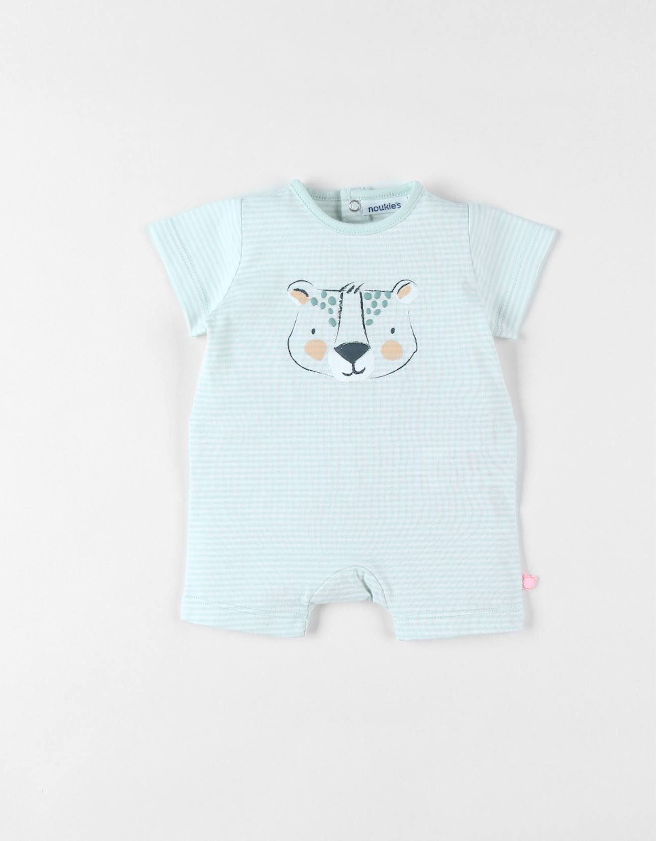 Barboteuse Jersey Rayé - Léopard Blanc