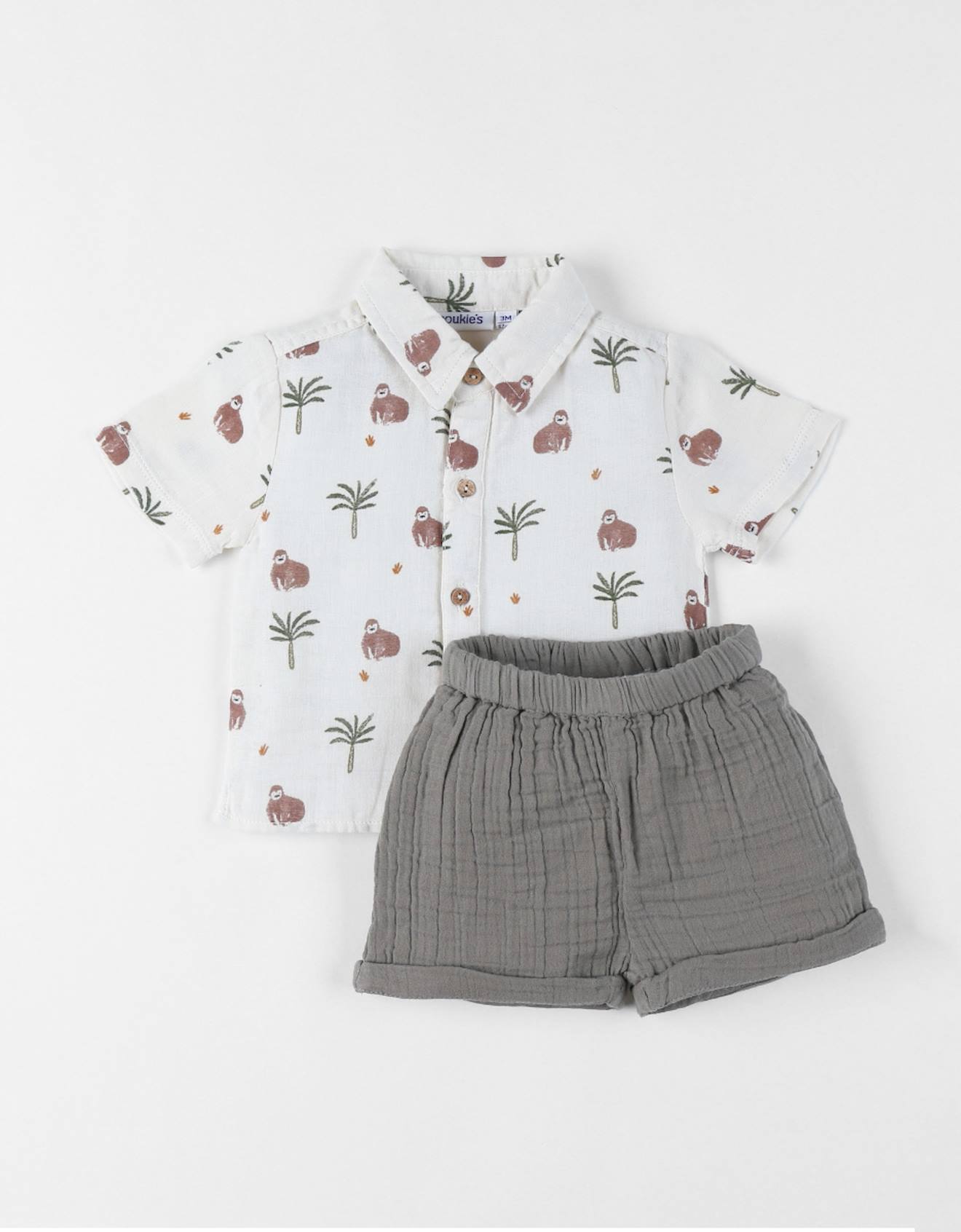 Noukies - Set Chemise Avec Short Coton Vert