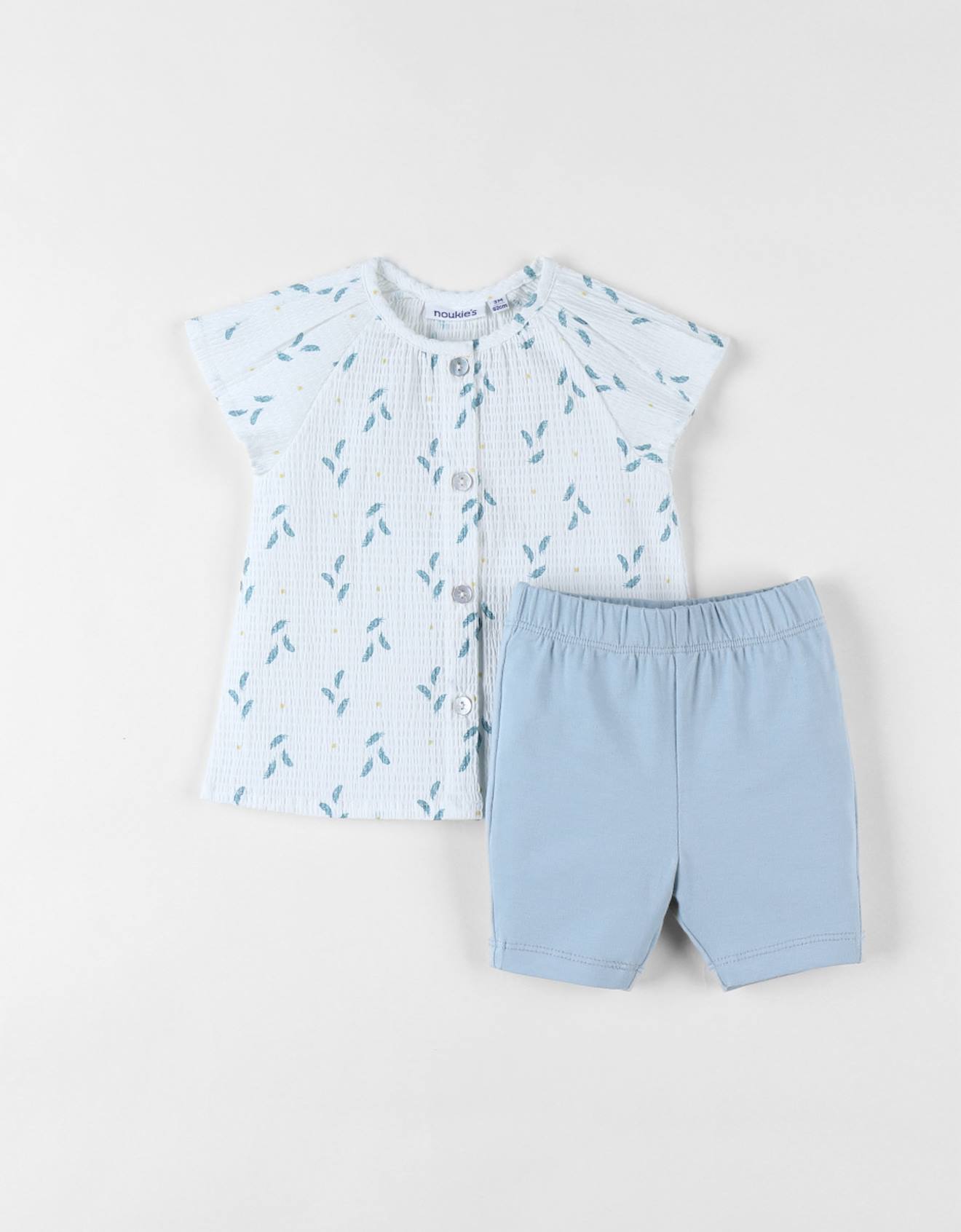 Noukies - Set Blouse Plume + Legging Blanc
