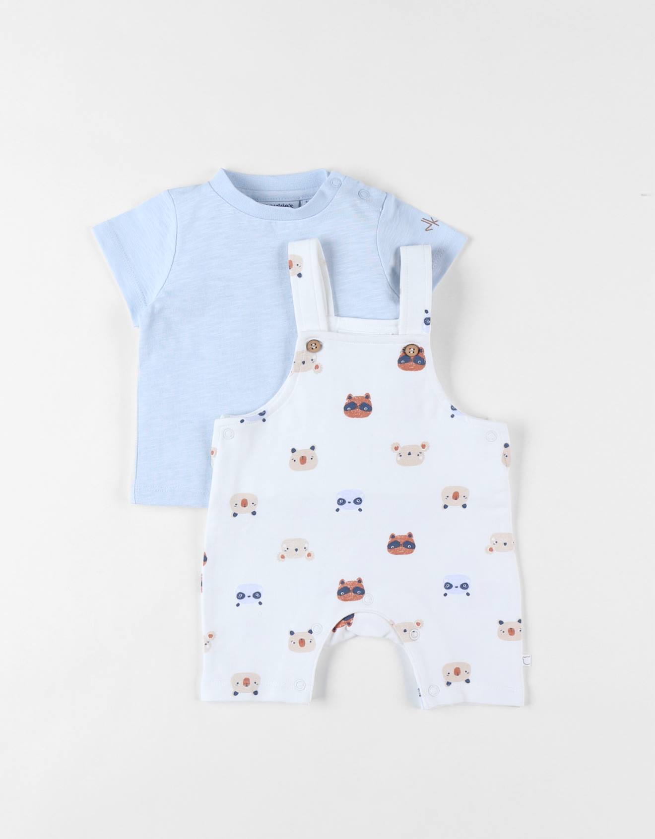 Lot Salopette Imprimé Animalier + T-shirt Blanc