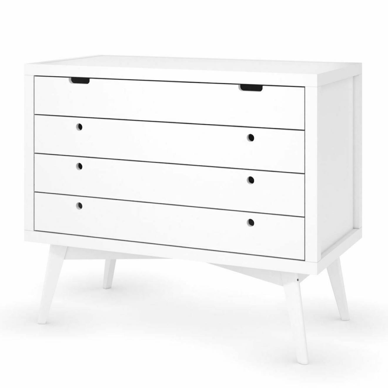 Commode 4 Tiroirs Bois Massif Marley Blanc