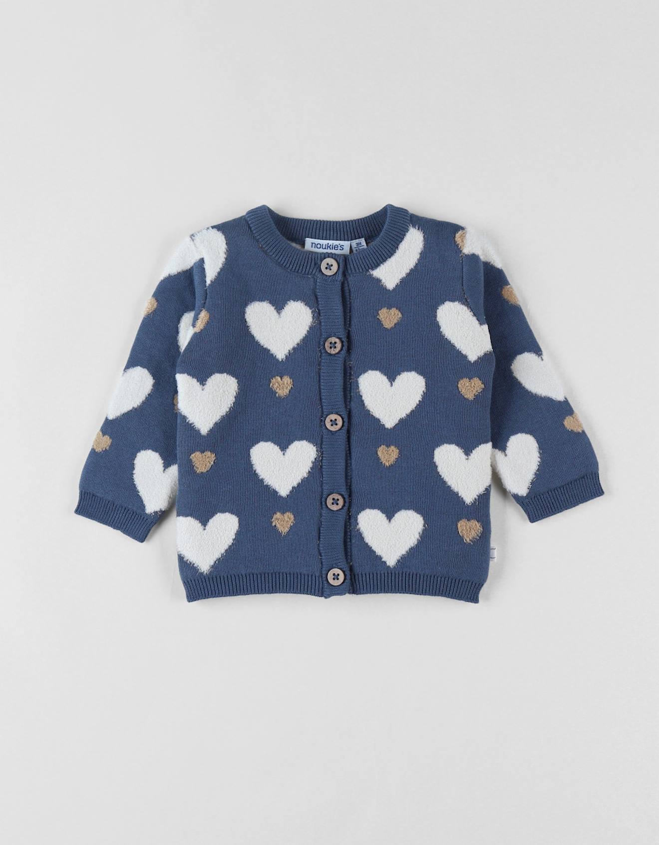 Cardigan En Tricot Coeur Bleu