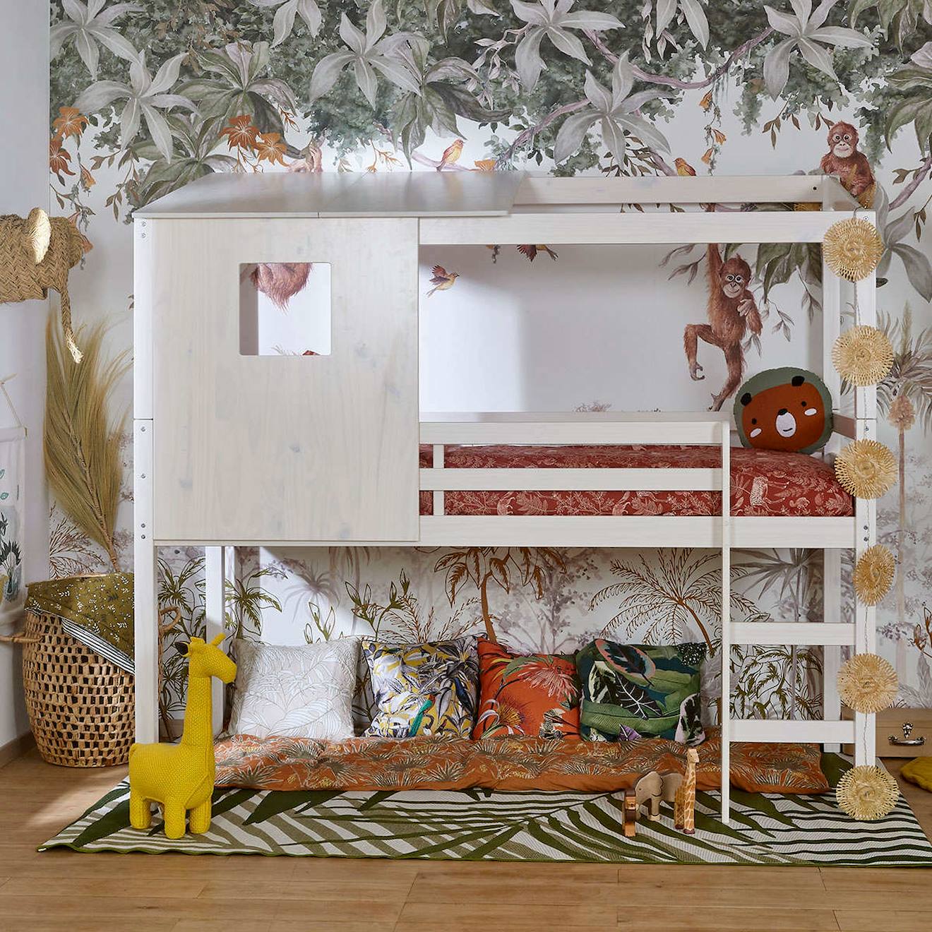 Lit Cabane Mi-hauteur Bois Massif Alma Blanc