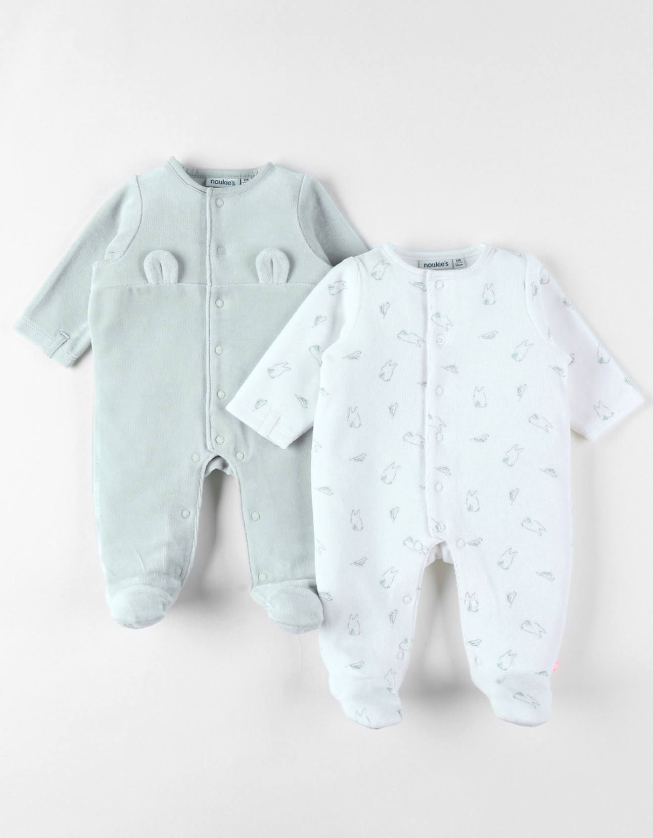 Noukies - Set De 2 Pyjamas Bébé Velours Blanc
