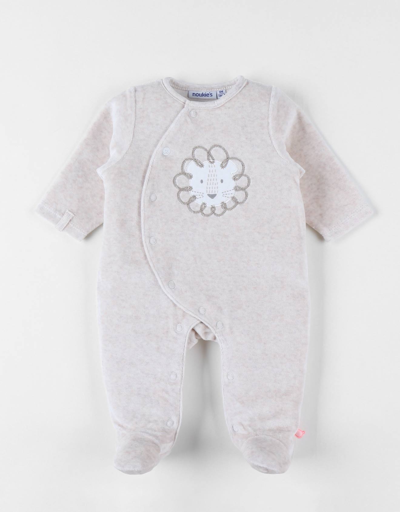 Pyjama 1 Pièce En Velours Côtelé Lion Beige