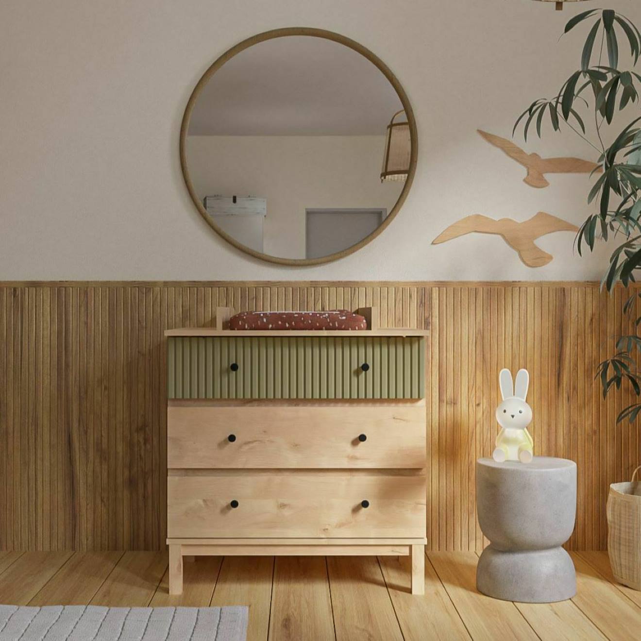Commode À Langer 3 Tiroirs Kiwi Bois