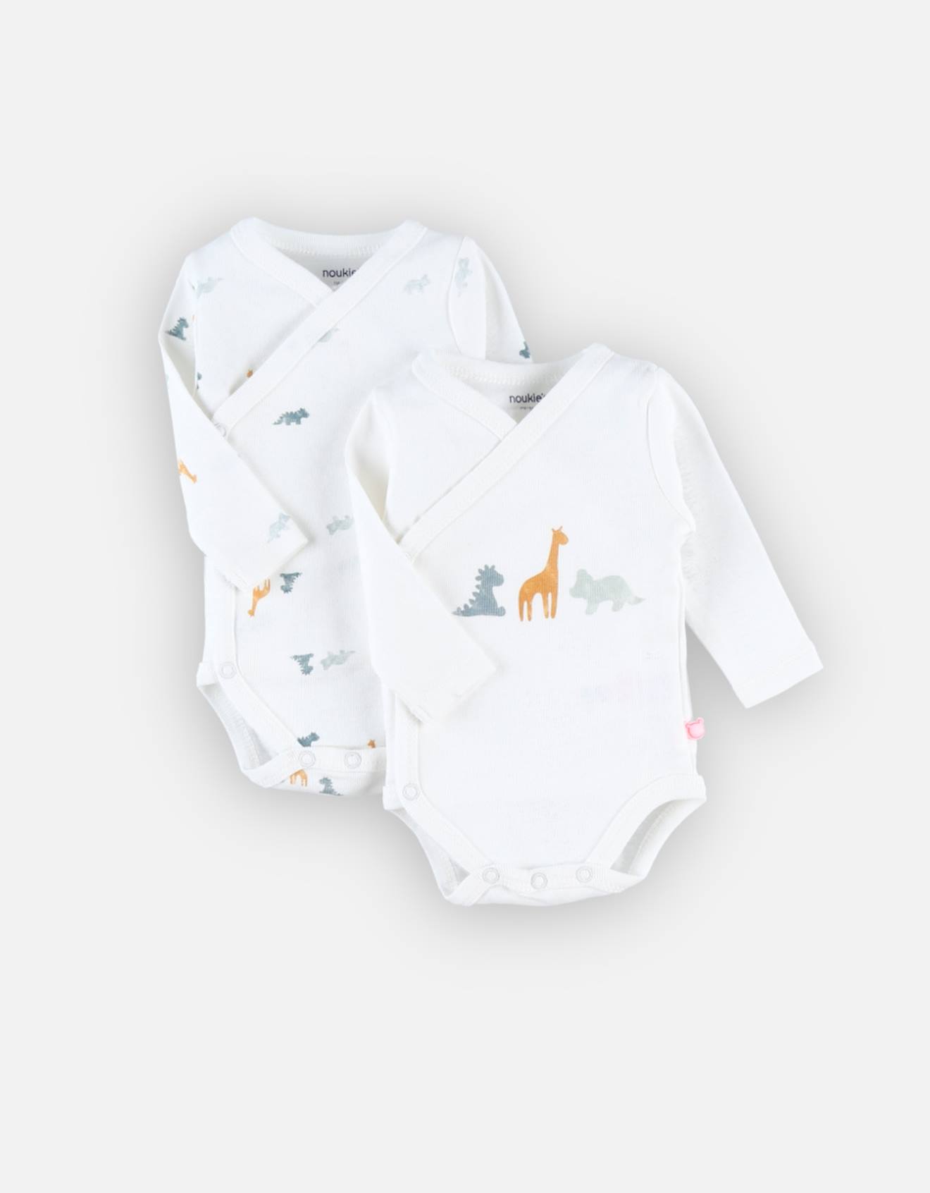 Lot De 2 Bodys Croisés En Coton Bio Blanc