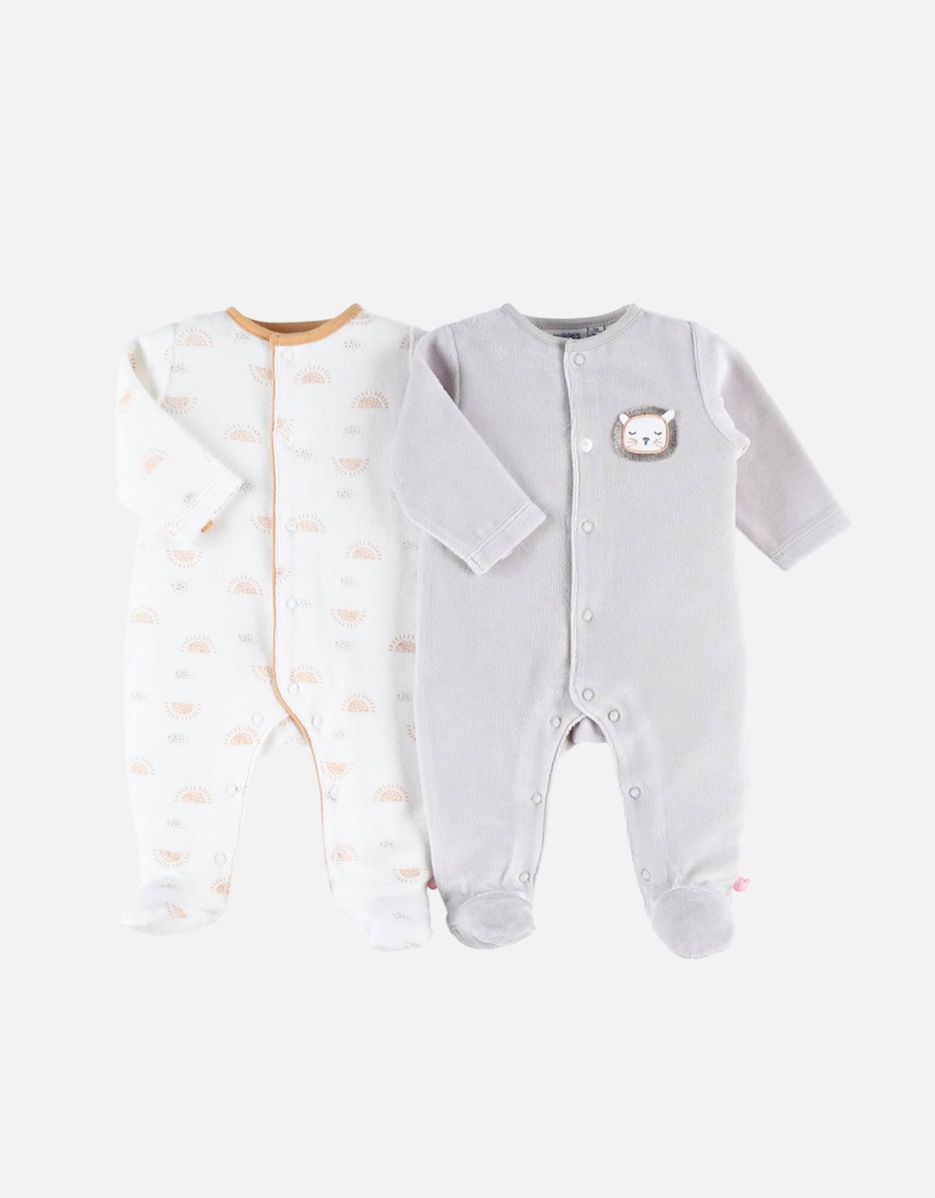 Lot De 2 Pyjamas 1-pièce En Velours Blanc