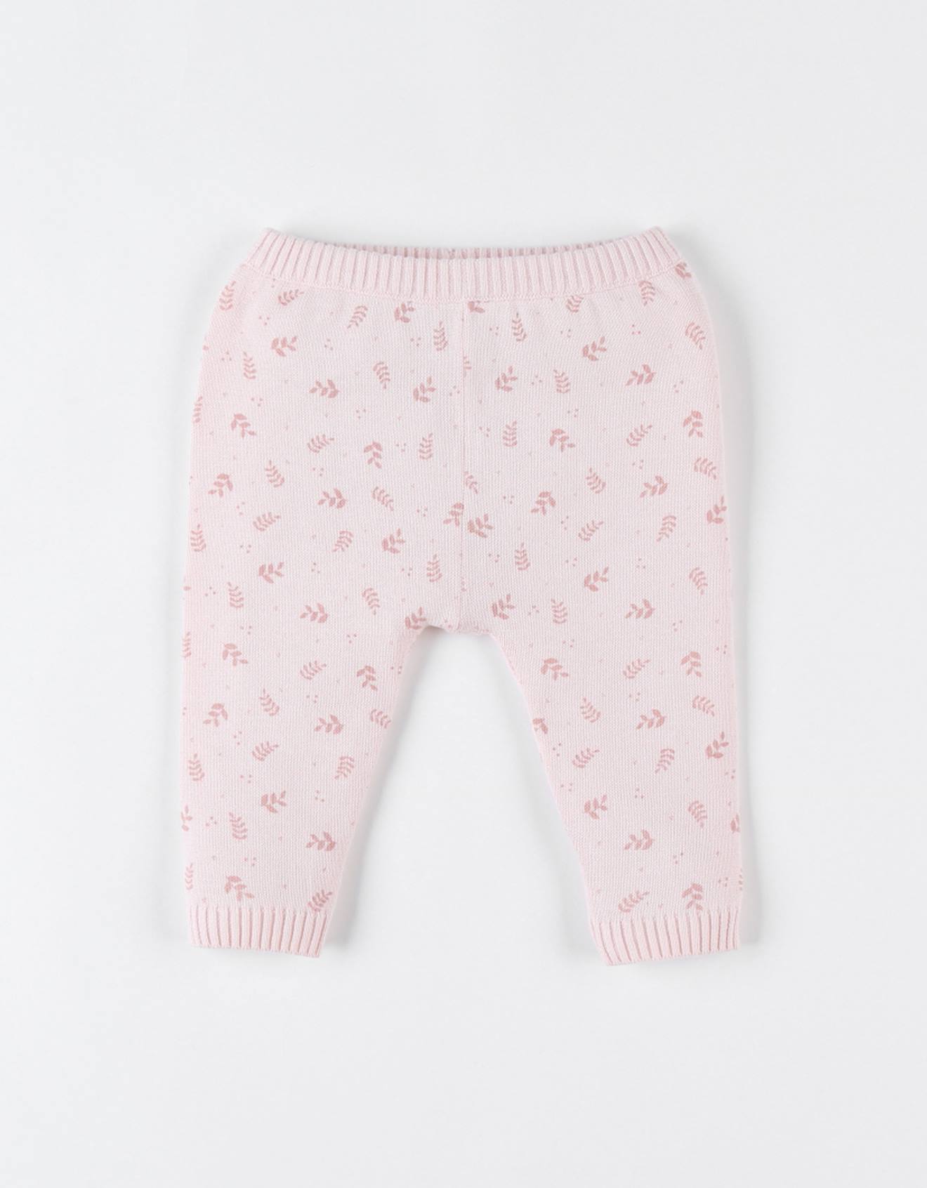 Legging Imprimé Végétal En Tricot Bio Fin Rose