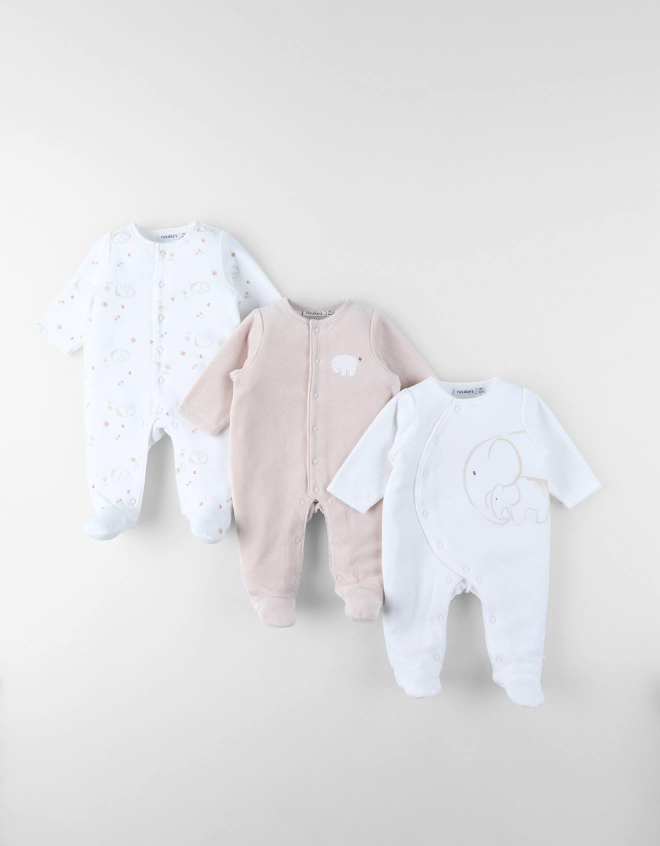 Lot De 3 Dors-bien En Velours Ecru