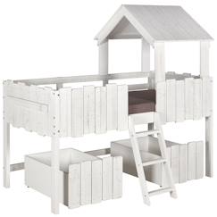 Pack lit cabane mi-hauteur avec tiroirs et matelas donnie bois massif donnie  - vertbaudet enfant