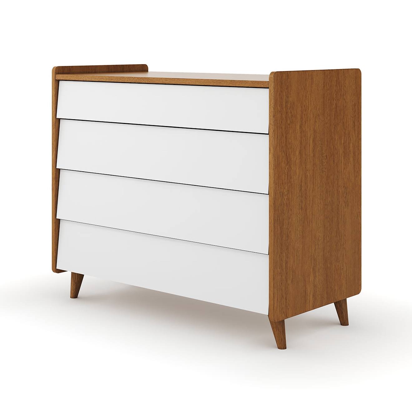 Commode 4 Tiroirs Bois Massif Peter Noisette Et Blanc