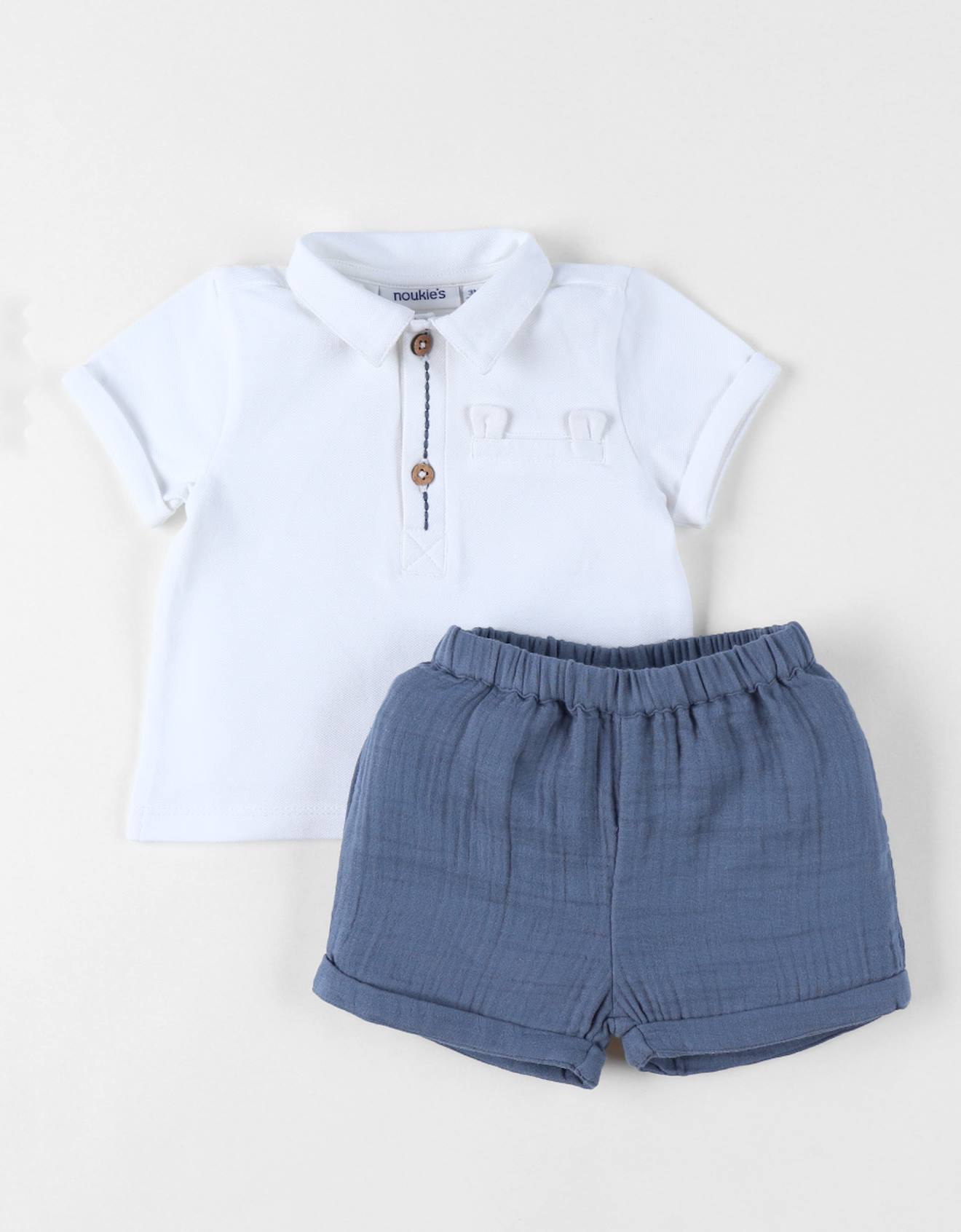 Noukies - Set Polo Avec Short Coton Blanc
