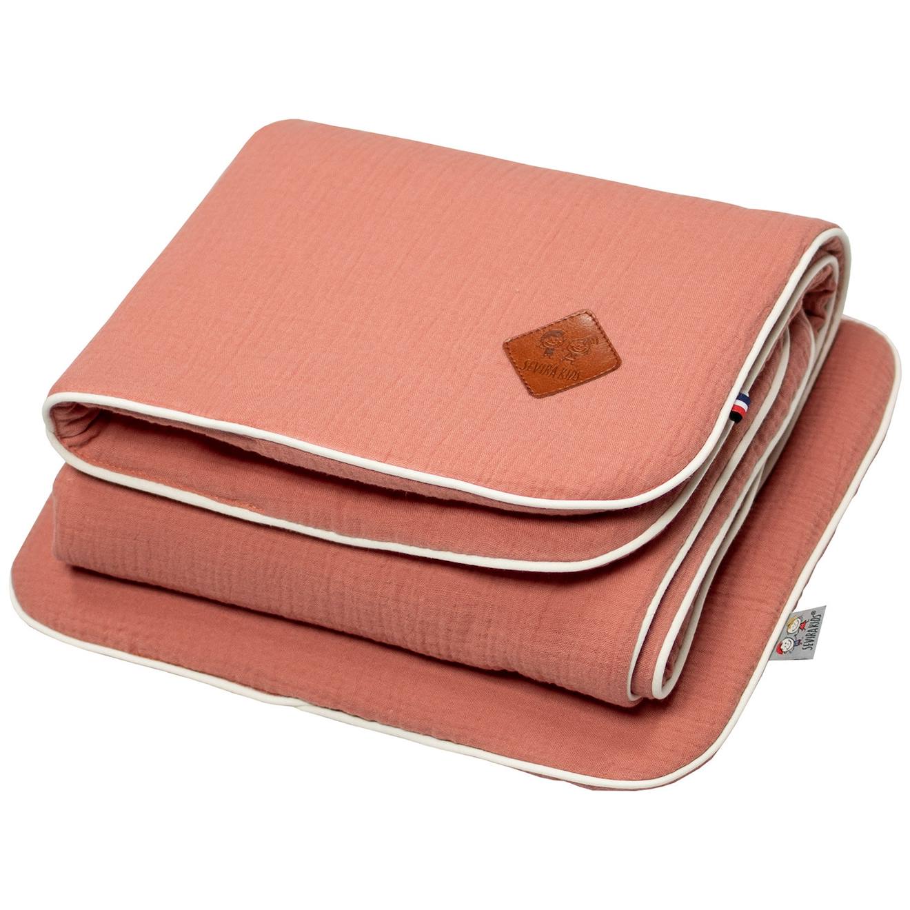 Ensemble Couverture Et Coussin En Gaze De Coton Pour Berceau Et Couffin Jeanne Terracotta