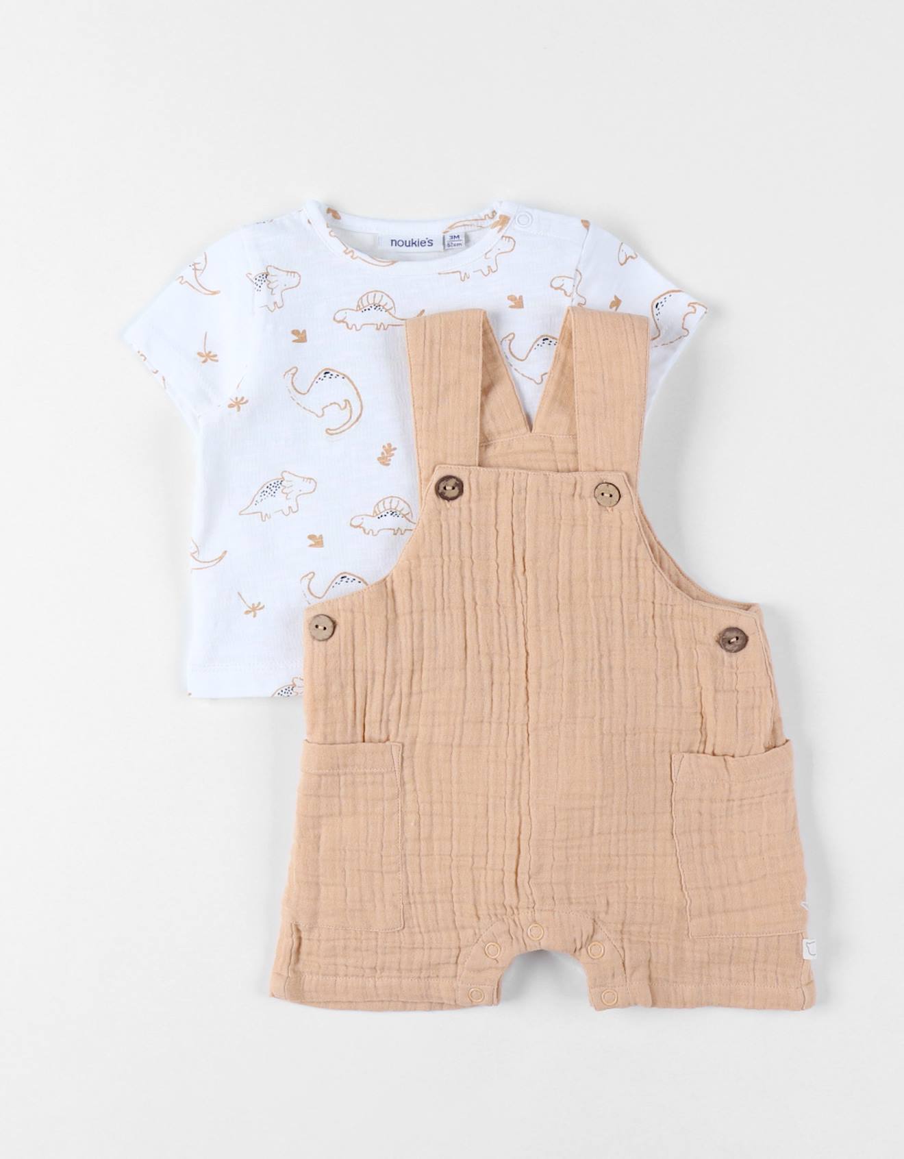 Ensemble Salopette Avec T-shirt Coton Beige