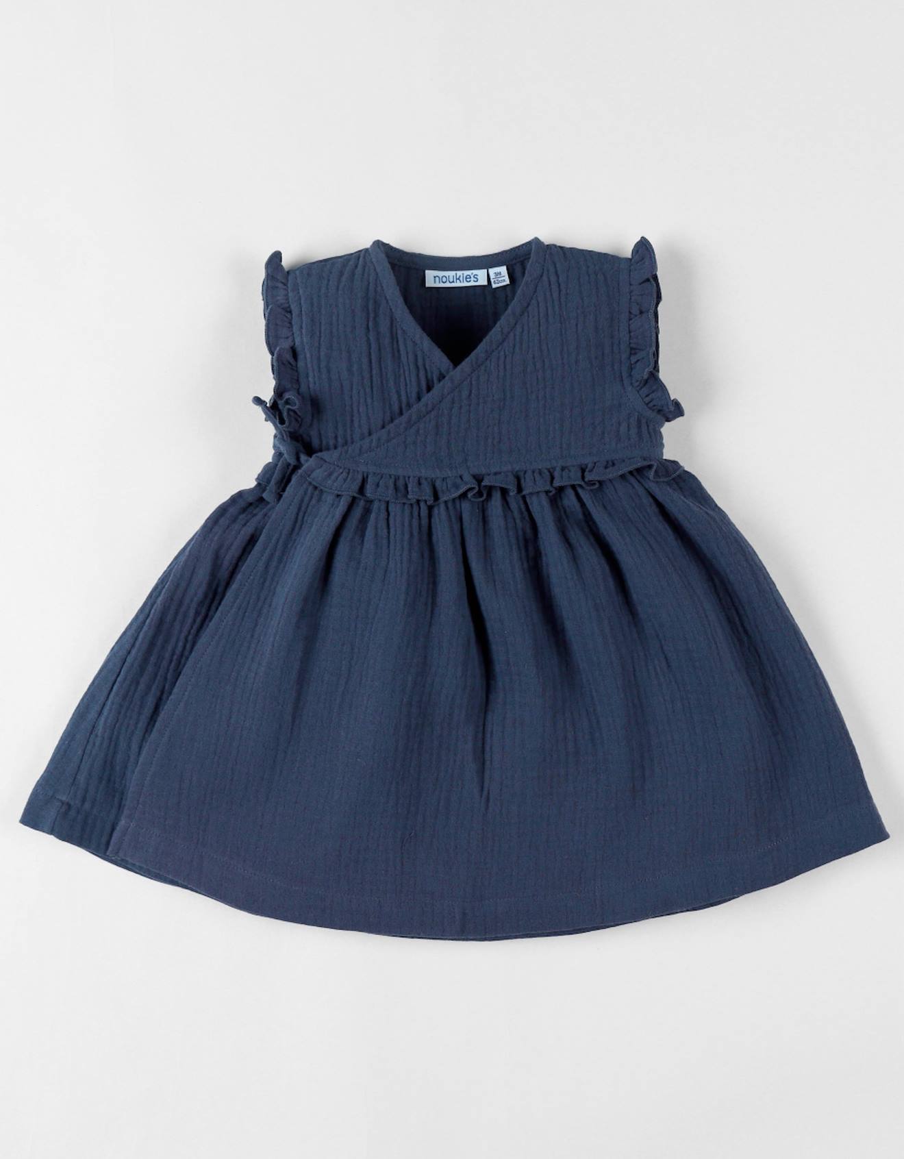 Robe Portefeuille En Mousseline De Coton Bleu