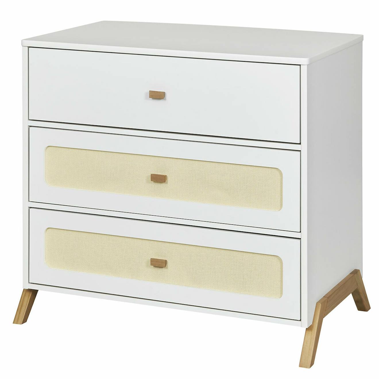 Commode 3 Tiroirs Azu Blanc Et Bois